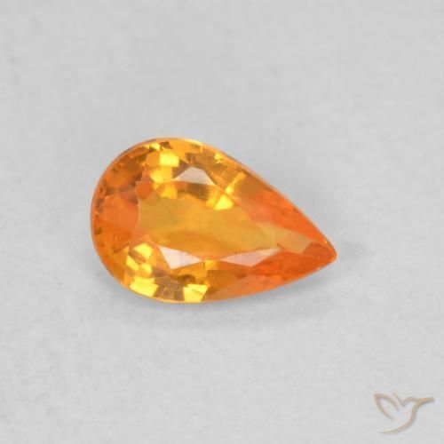 Zafiro Naranja claro natural de 0.48 ct, En forma de pera, VVS-VS