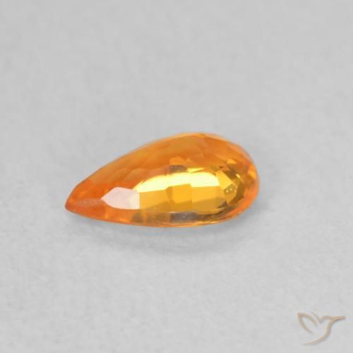 Zafiro Naranja claro natural de 0.48 ct, En forma de pera, VVS-VS