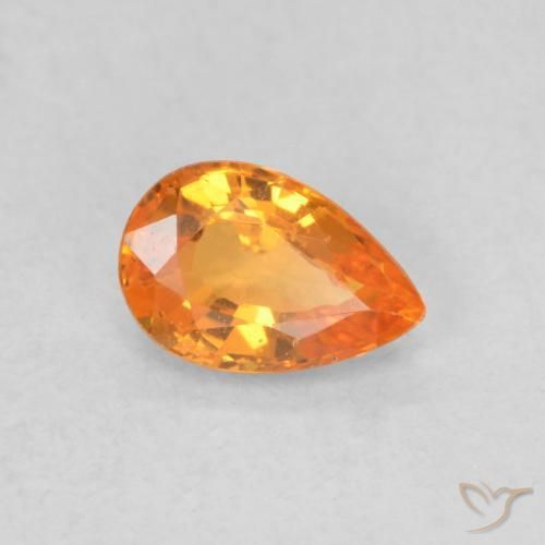 Zafiro Naranja claro natural de 0.56 ct, En forma de pera, VVS-VS