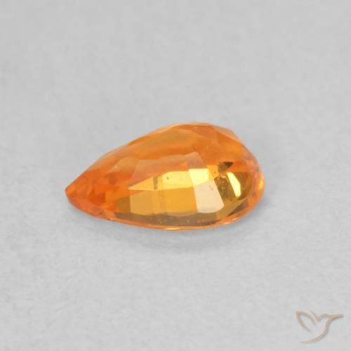Zafiro Naranja claro natural de 0.56 ct, En forma de pera, VVS-VS