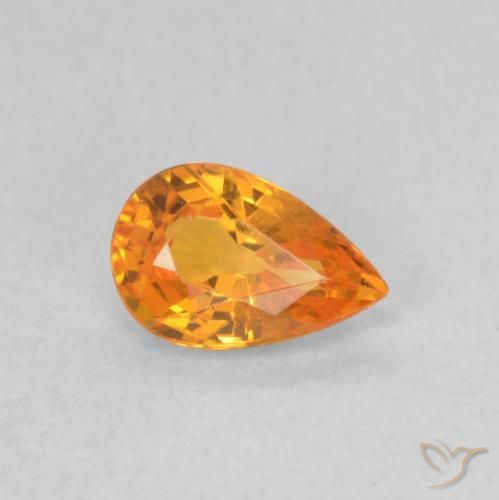 Zafiro Naranja claro natural de 0.52 ct, En forma de pera, VVS-VS