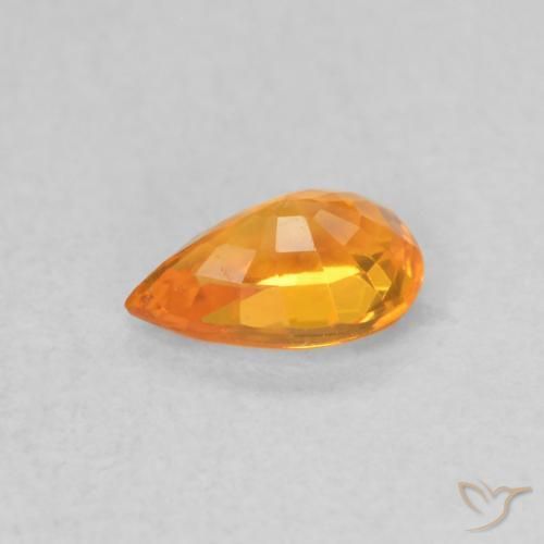 Zafiro Naranja claro natural de 0.52 ct, En forma de pera, VVS-VS