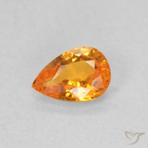 0.53ct Natural Naranja claro Zafiro, En forma de pera, VVS-VS