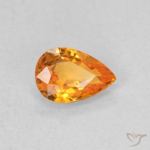 Zafiro Naranja claro natural de 0.53 ct, En forma de pera, VVS-VS