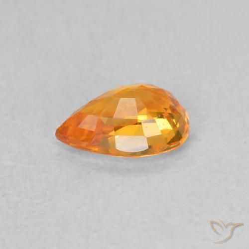 Zafiro Naranja claro natural de 0.53 ct, En forma de pera, VVS-VS