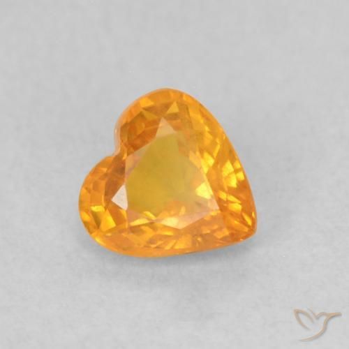 Zafiro Naranja medio natural de 0.48 ct, Corazón, VS