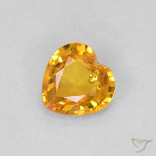 0.40ct Natural Naranja medio Zafiro, Corazón, VS