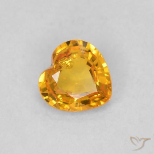 Zafiro Naranja medio natural de 0.40 ct, Corazón, VS