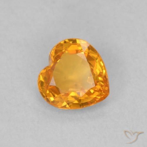 Zafiro Naranja miel natural de 0.44 ct, Corazón, VS