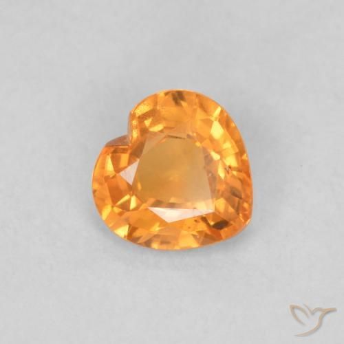 Zafiro Naranja intenso natural de 0.37 ct, Corazón, VS