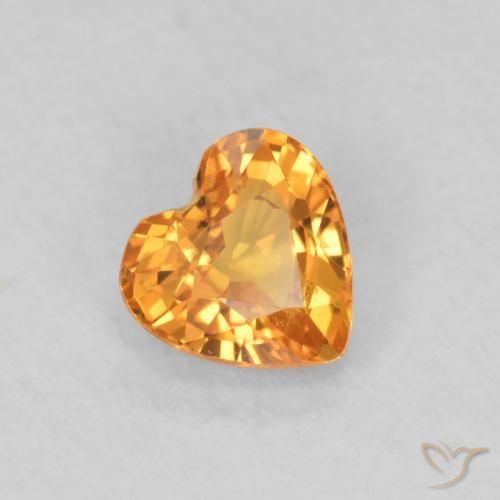 Zafiro Naranja claro natural de 0.49 ct, Corazón, VS