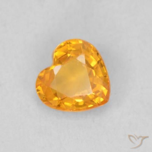 Zafiro Naranja claro natural de 0.44 ct, Corazón, VS