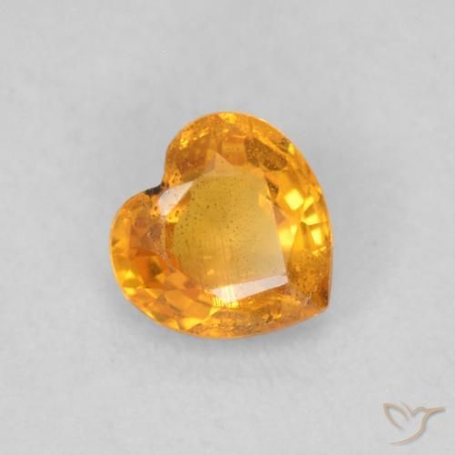 Zafiro Naranja miel natural de 0.47 ct, Corazón, VS