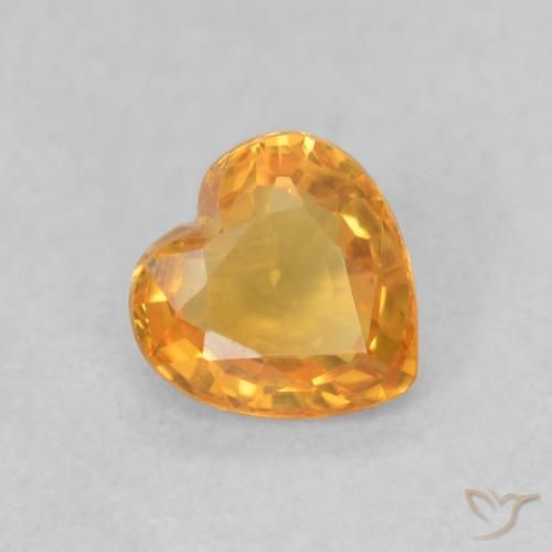 Zafiro Naranja albaricoque natural de 0.45 ct, Corazón, VVS-VS