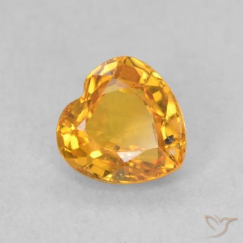 0.51ct Natural Dorado naranja oscuro Zafiro, Corazón, VVS-VS