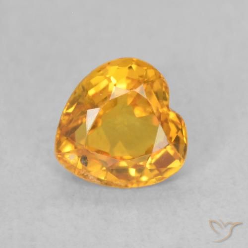 Zafiro Dorado naranja oscuro natural de 0.51 ct, Corazón, VVS-VS