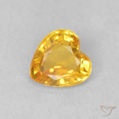 0.43ct Natural Naranja dorado Zafiro, Corazón, VS