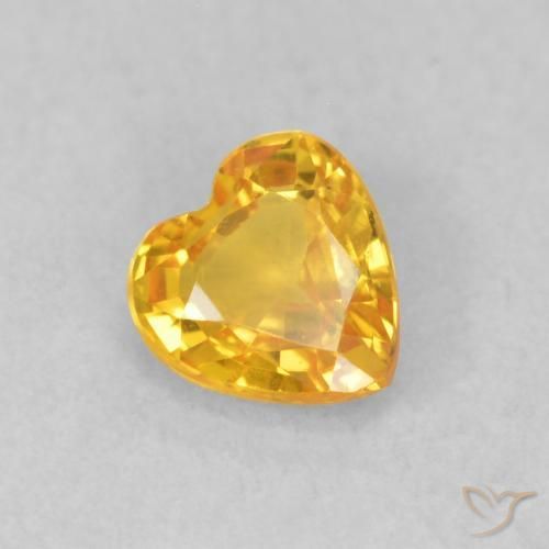 Zafiro Naranja dorado natural de 0.43 ct, Corazón, VS