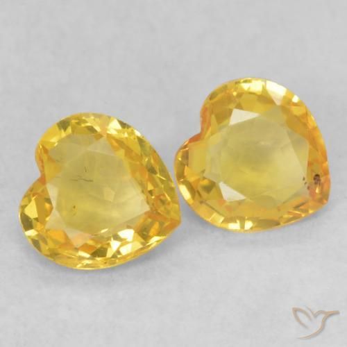 Gemas de Zafiro Dorado natural de 0.84 ct, Corazón, VS