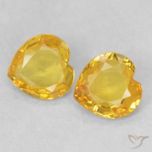 Gemas de Zafiro Dorado natural de 0.78 ct, Corazón, VS