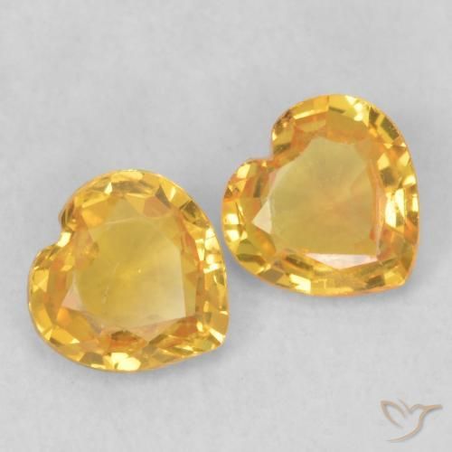 Gemas de Zafiro Naranja dorado natural de 0.70 ct, Corazón, VS