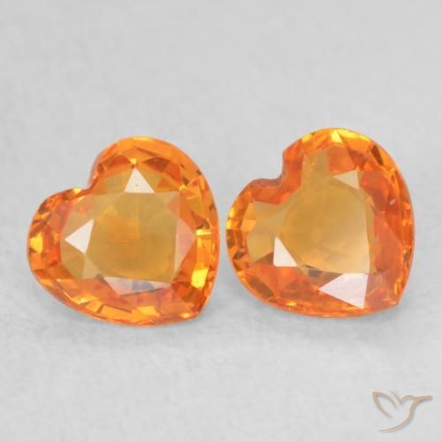 Gemas de Zafiro Naranja claro natural de 0.76 ct, Corazón, VVS-VS