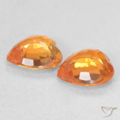 Gemas de Zafiro Naranja claro natural de 0.76 ct, Corazón, VVS-VS