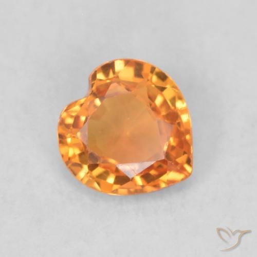 Zafiro Naranja medio natural de 0.40 ct, Corazón, VVS-VS
