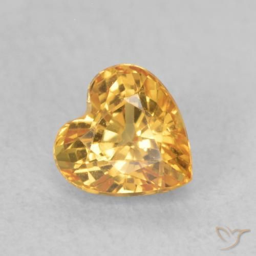 Zafiro Dorado naranja natural de 0.53 ct, Corazón, VVS-VS