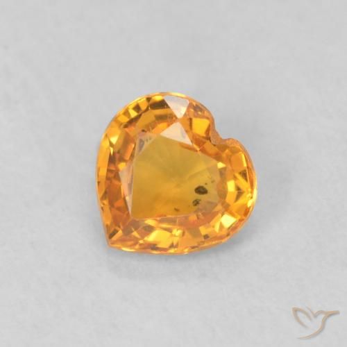 0.40ct Natural Naranja intenso Zafiro, Corazón, VS