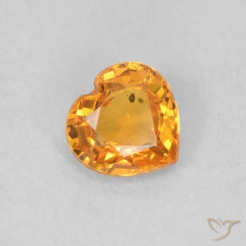 Zafiro Naranja intenso natural de 0.40 ct, Corazón, VS