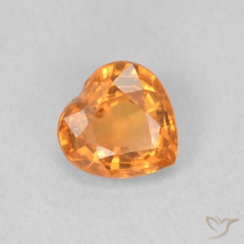 Zafiro Naranja medio natural de 0.46 ct, Corazón, VVS-VS
