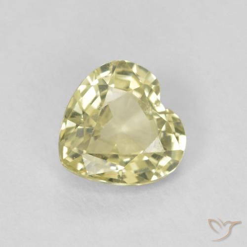 Zafiro Amarillo verdoso claro natural de 0.72 ct, Corazón, VVS-VS