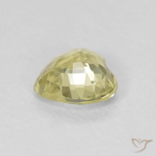 Zafiro Amarillo verdoso claro natural de 0.72 ct, Corazón, VVS-VS