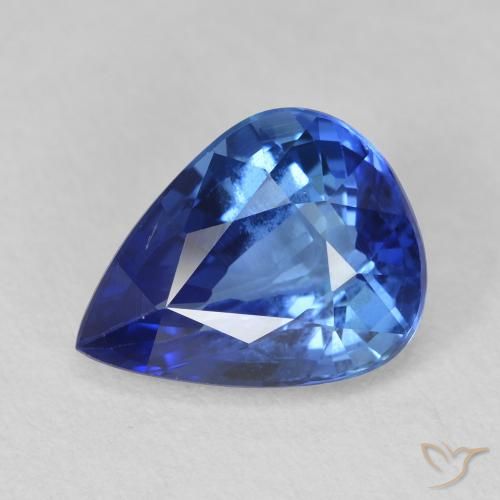 Zafiro Azul oscuro medio natural de 3.55 ct, En forma de pera, VVS-VS
