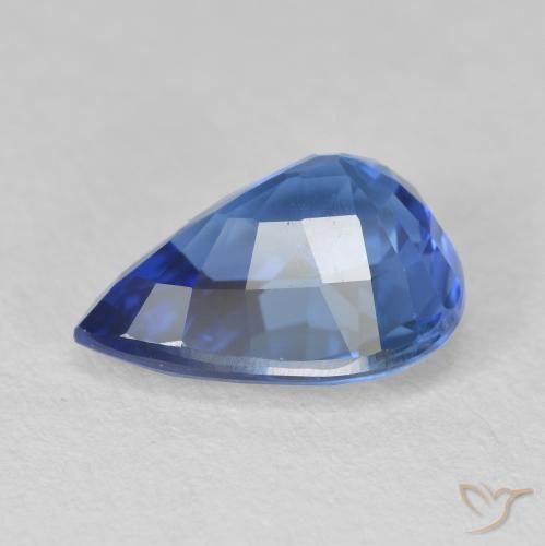 Zafiro Azul oscuro medio natural de 3.55 ct, En forma de pera, VVS-VS