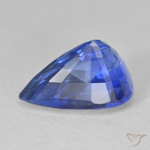 Zafiro Azul oscuro medio natural de 4.59 ct, En forma de pera, VS