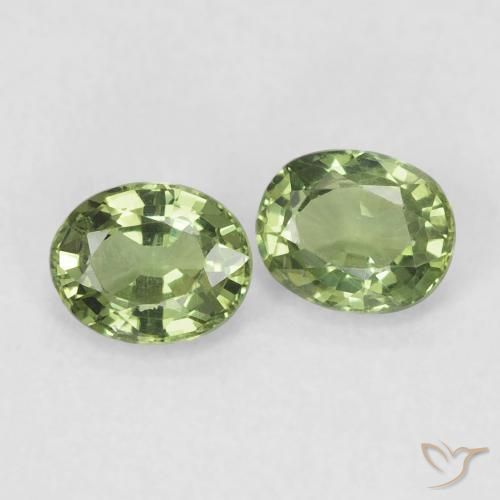 Gemas de Zafiro Verde cálido natural de 0.83 ct, Ovalada, VVS-VS