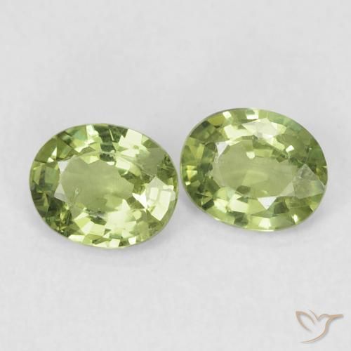 Gemas de Zafiro Verde bosque claro natural de 0.87 ct, Ovalada, VVS-VS