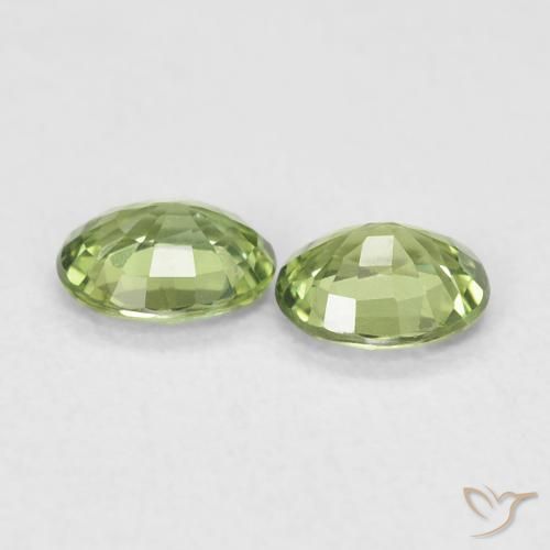 Gemas de Zafiro Verde cálido natural de 0.74 ct, Ovalada, VVS-VS