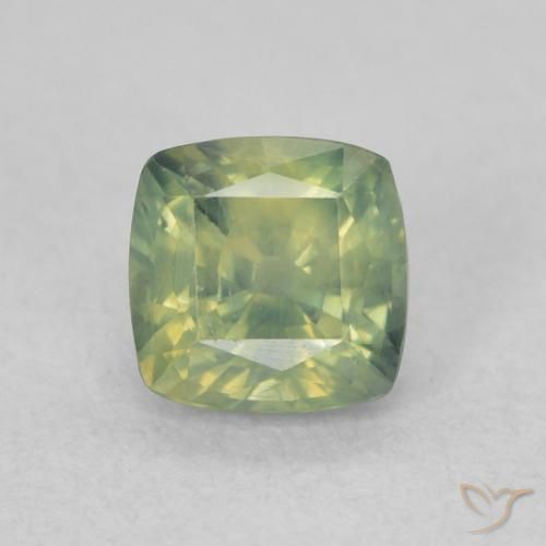 0.76ct Natural Verde cálido Zafiro, Forma Cojín, VS