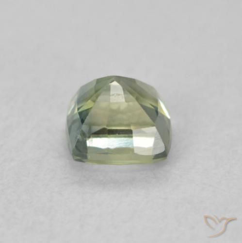 Zafiro Medium Light-Green natural de 0.57 ct, Forma Cojín, VS