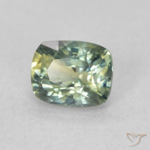 Zafiro Verde-azul natural de 0.64 ct, Forma Cojín, VS