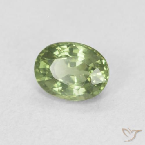 Zafiro Verde medio natural de 0.48 ct, Ovalada, VVS-VS