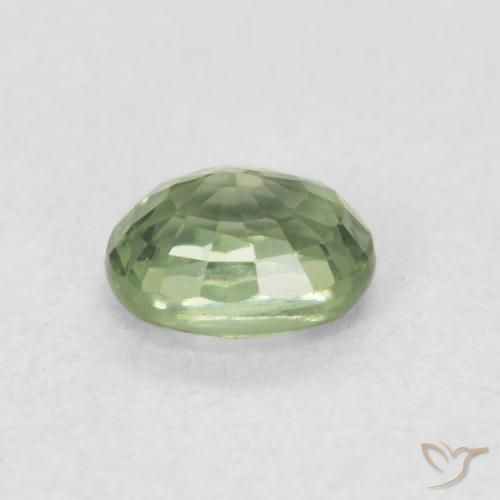 Zafiro Verde salvia claro natural de 0.56 ct, Ovalada, VVS-VS