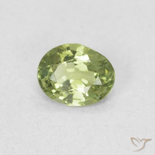Zafiro Verde vivo claro natural de 0.32 ct, Ovalada, VVS-VS