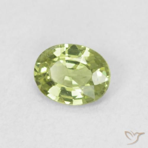 Zafiro Verde vivo claro natural de 0.35 ct, Ovalada, VVS-VS