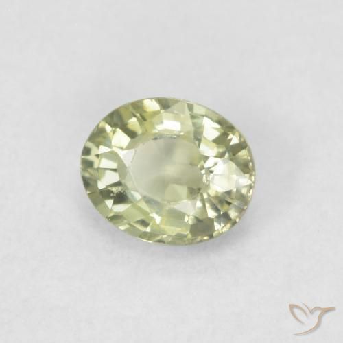 Zafiro Verde medio natural de 0.46 ct, Ovalada, VVS-VS