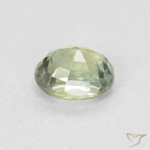 Zafiro Verde claro natural de 0.58 ct, Ovalada, VVS-VS