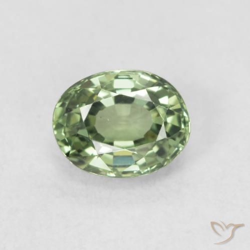 0.59ct Natural Medium Light Green Zafiro, Ovalada, VVS-VS